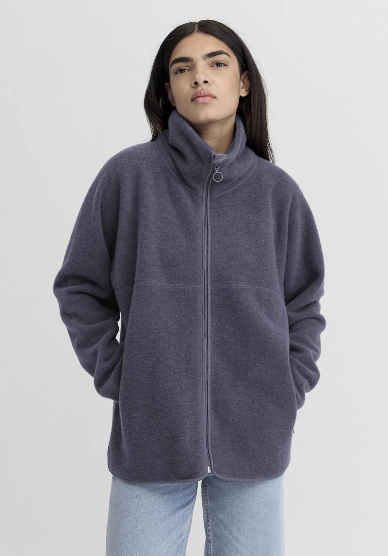 hessnatur Damen Wollfleece Jacke Oversize aus Bio-Merinowolle - lila GrösseL von hessnatur