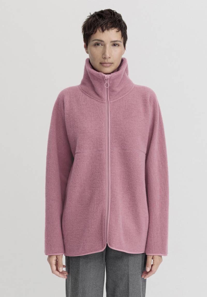 hessnatur Damen Wollfleece Jacke Oversize aus Bio-Merinowolle - rosa GrösseL von hessnatur