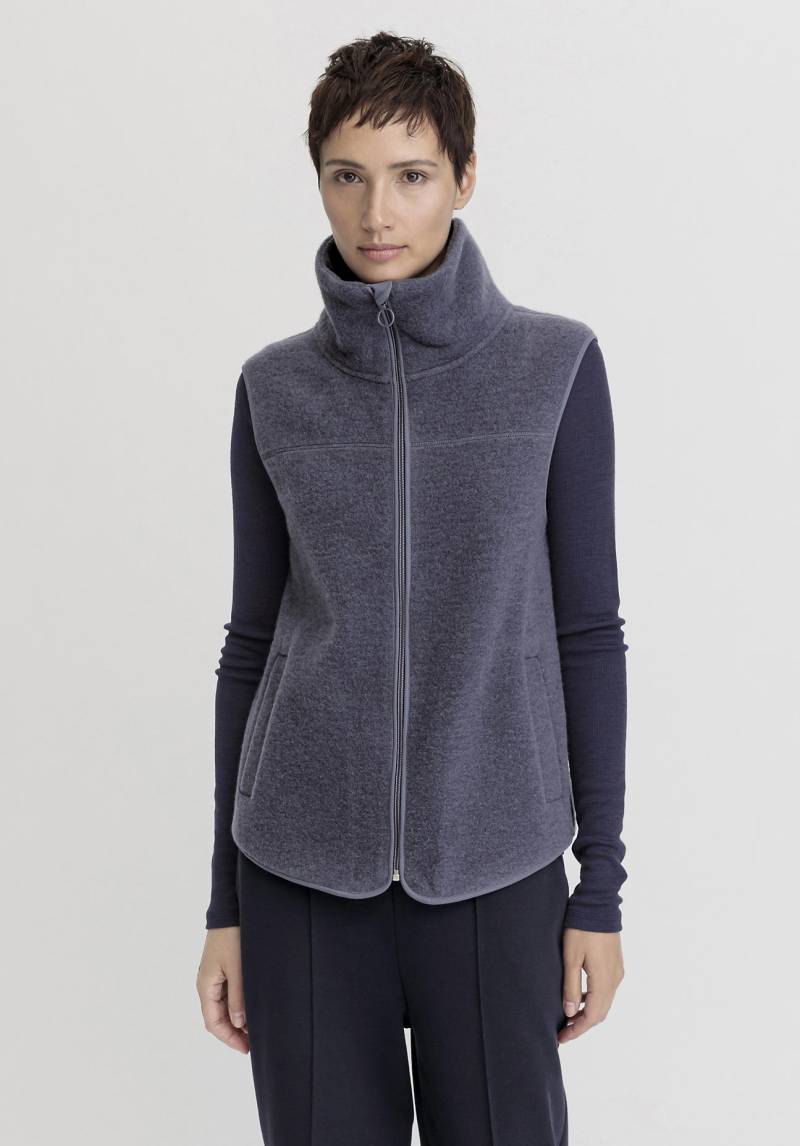 hessnatur Damen Wollfleece Weste Regular aus Bio-Merinowolle - lila Grösse38 von hessnatur