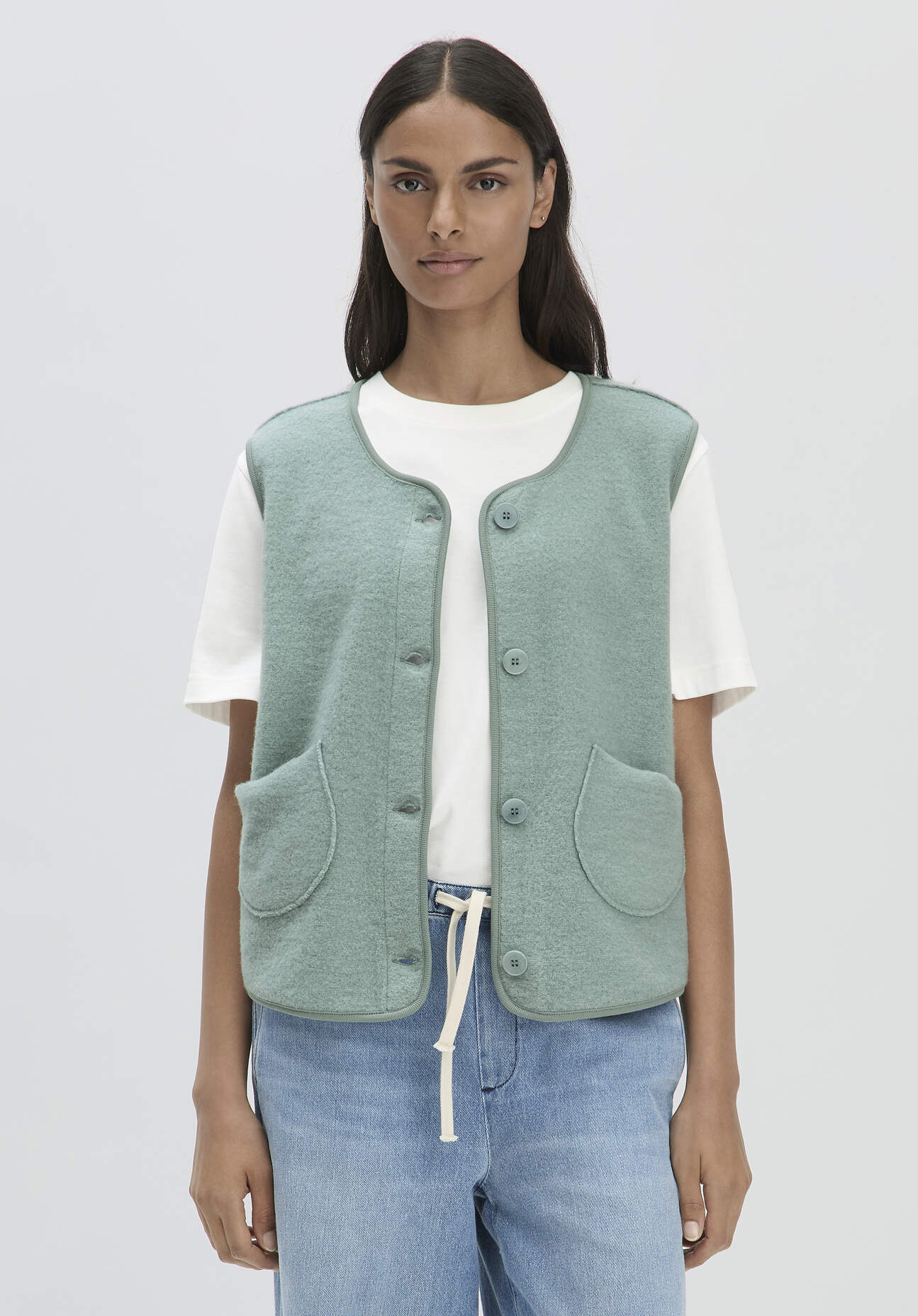 hessnatur Damen Wollfleece Weste Regular aus Bio-Merinowolle mit Bio-Baumwolle - grün Grösse34 hessnatur Damen Wollfleece Weste Regular aus Bio-Merinowolle mit Bio-Baumwolle - grün Grösse34 von hessnatur