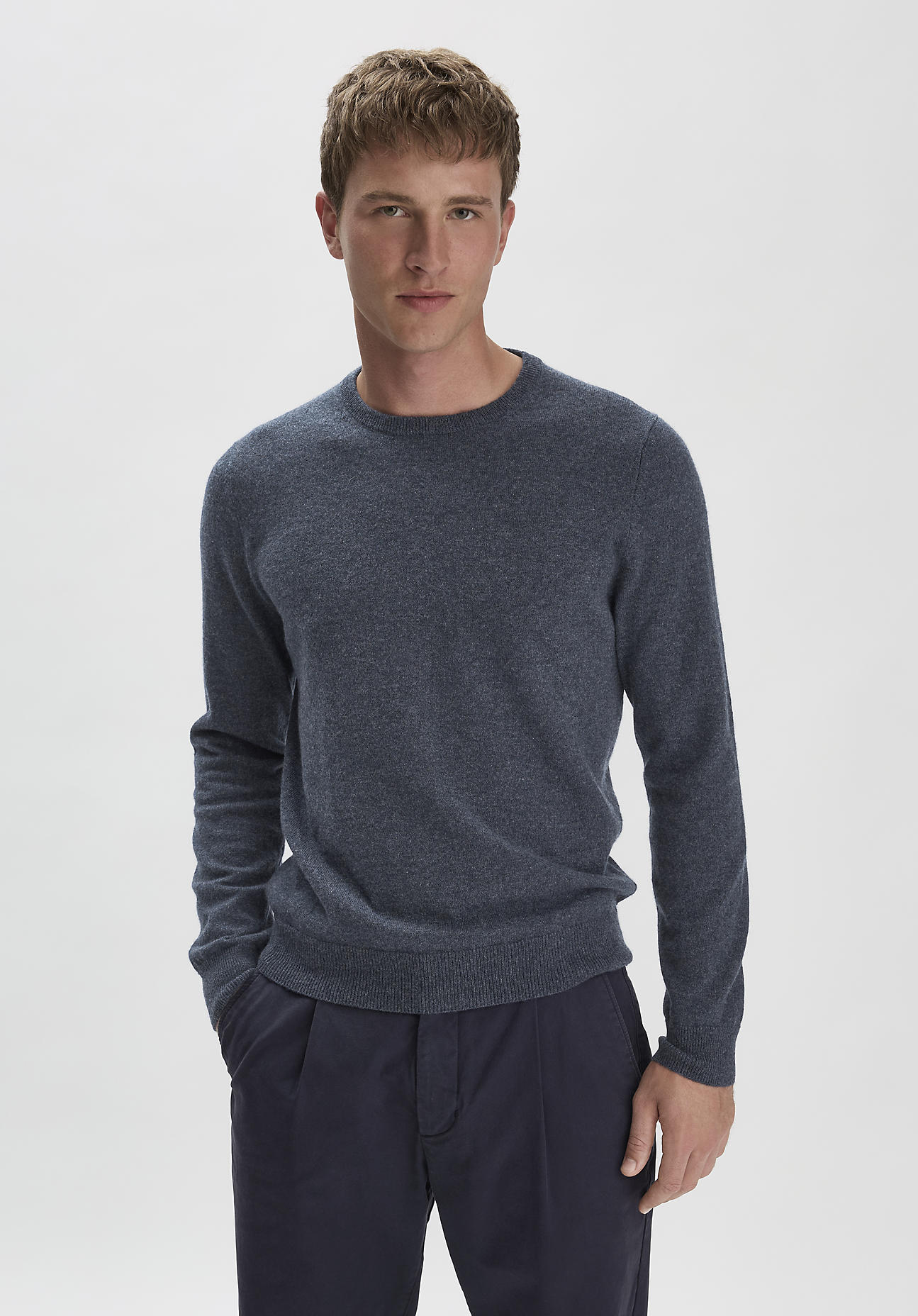 hessnatur Herren FTC × HESSNATUR Pullover Regular aus Kaschmir - blau Grösse52 von hessnatur