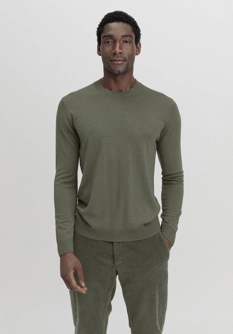 hessnatur Herren Pullover Regular aus Bio-Merinowolle - grün Grösse54 von hessnatur