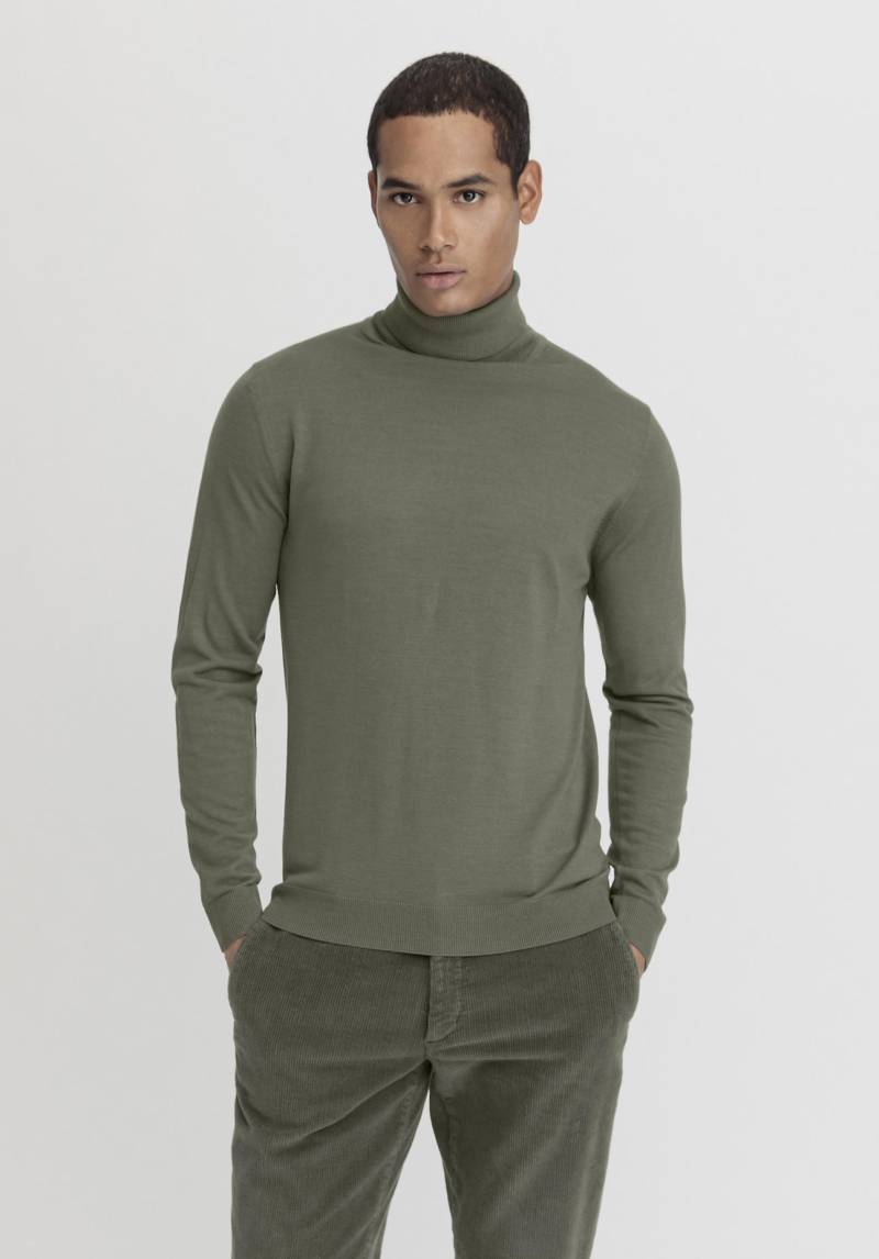 hessnatur Herren Rollkragen Pullover Regular aus Bio-Merinowolle - grün Grösse46 von hessnatur