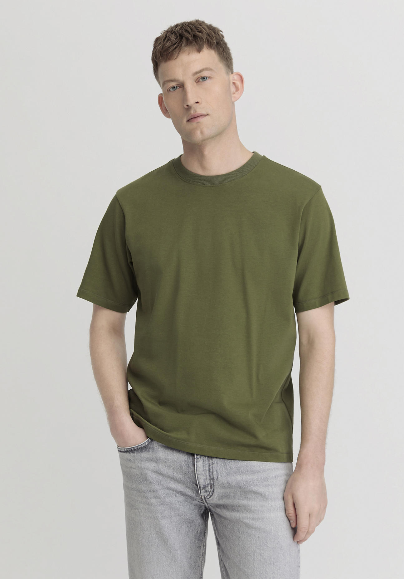 hessnatur Herren Heavy Shirt Relaxed aus Bio-Baumwolle - grün Grösse46 von hessnatur