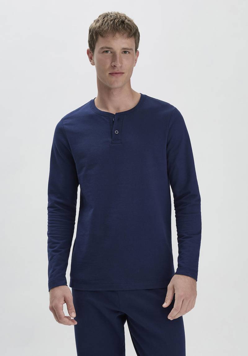 hessnatur Herren Loungeshirt Regular aus Bio-Baumwolle mit Kapok - blau Grösse46 von hessnatur