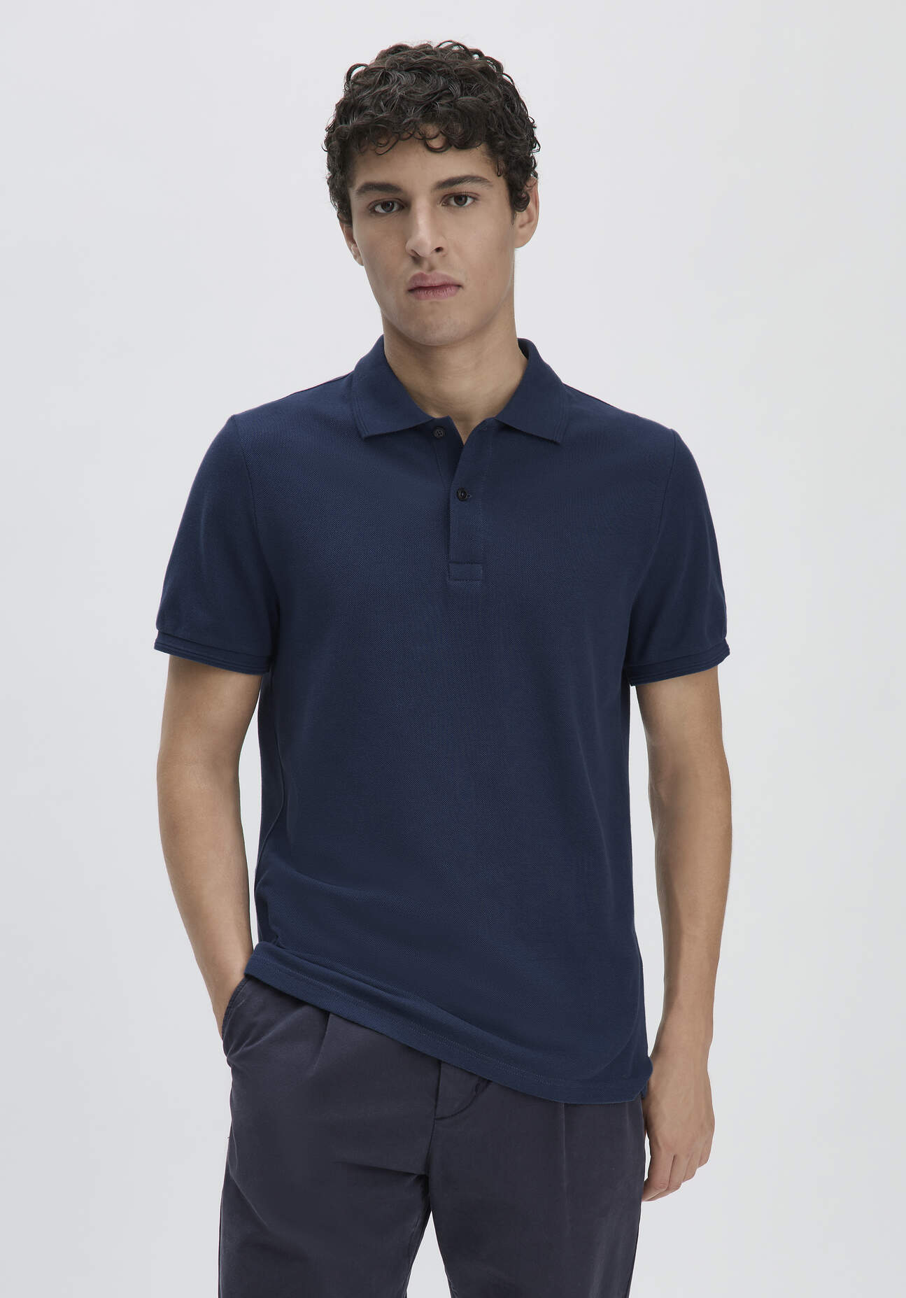 hessnatur Herren Piqué Polo Regular aus Bio-Baumwolle - blau Grösse46 von hessnatur