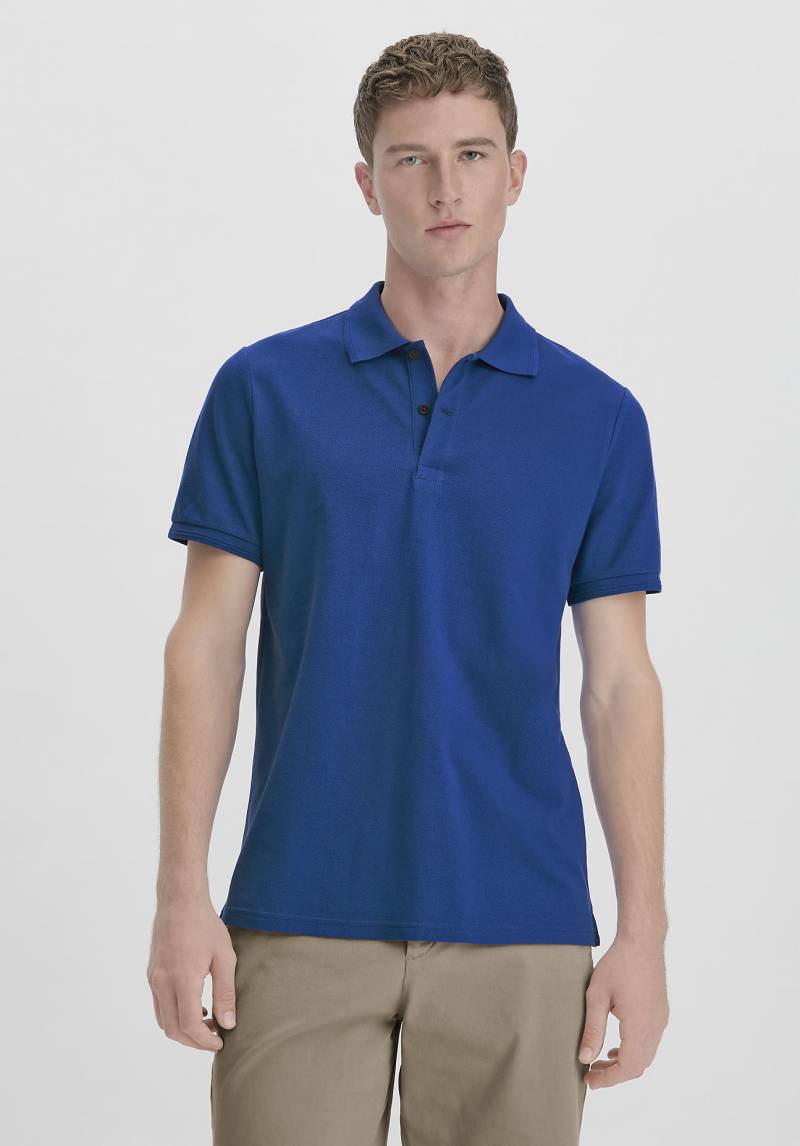 hessnatur Herren Piqué Polo Regular aus Bio-Baumwolle - blau Grösse46 von hessnatur