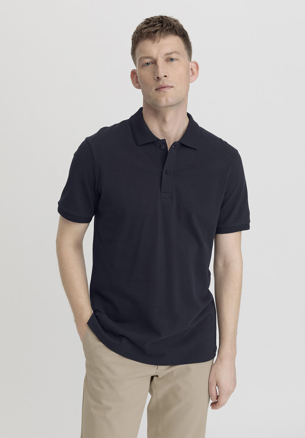 hessnatur Herren Polo Regular aus Bio-Baumwolle - blau Grösse46 von hessnatur