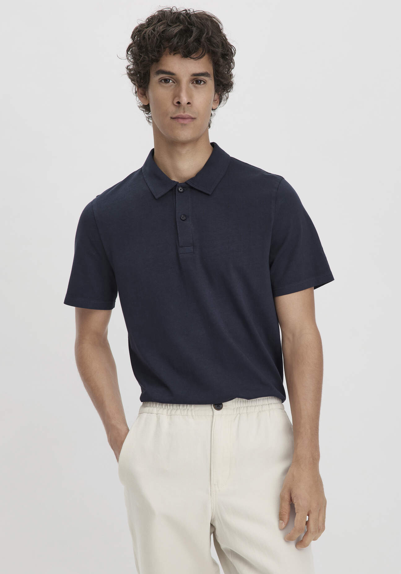 hessnatur Herren Polo Regular aus Bio-Baumwolle - blau Grösse46 von hessnatur