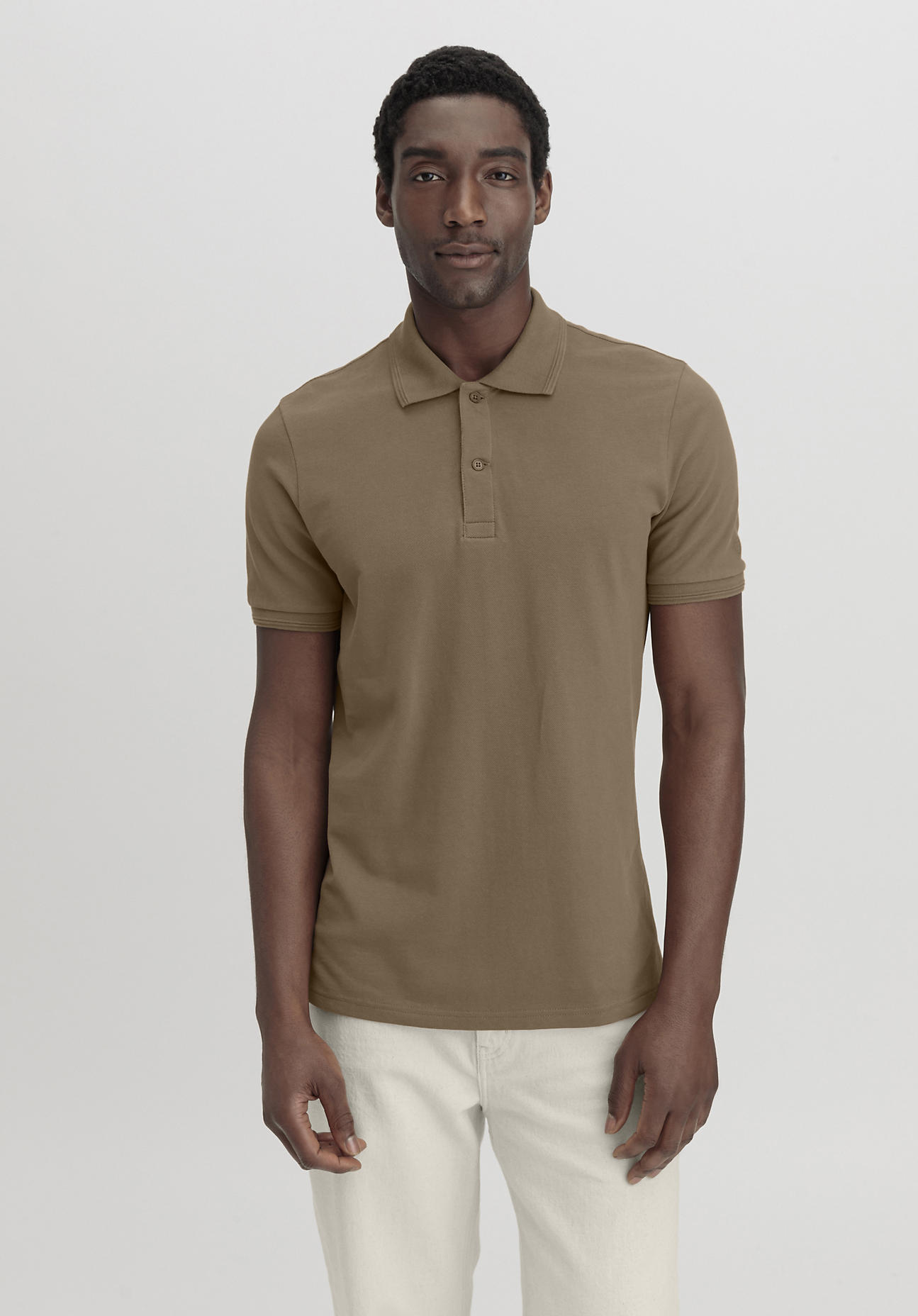 hessnatur Herren Polo Regular aus Bio-Baumwolle - braun Grösse46 von hessnatur