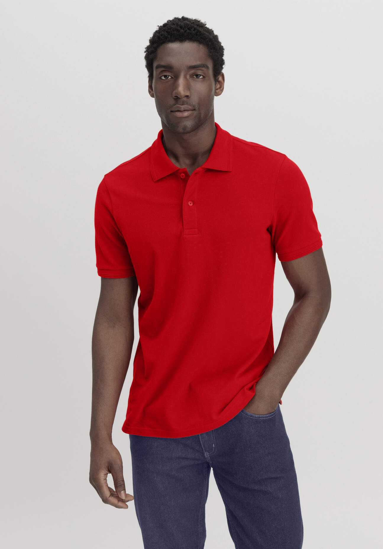 hessnatur Herren Polo Regular aus Bio-Baumwolle - rot Grösse48 von hessnatur