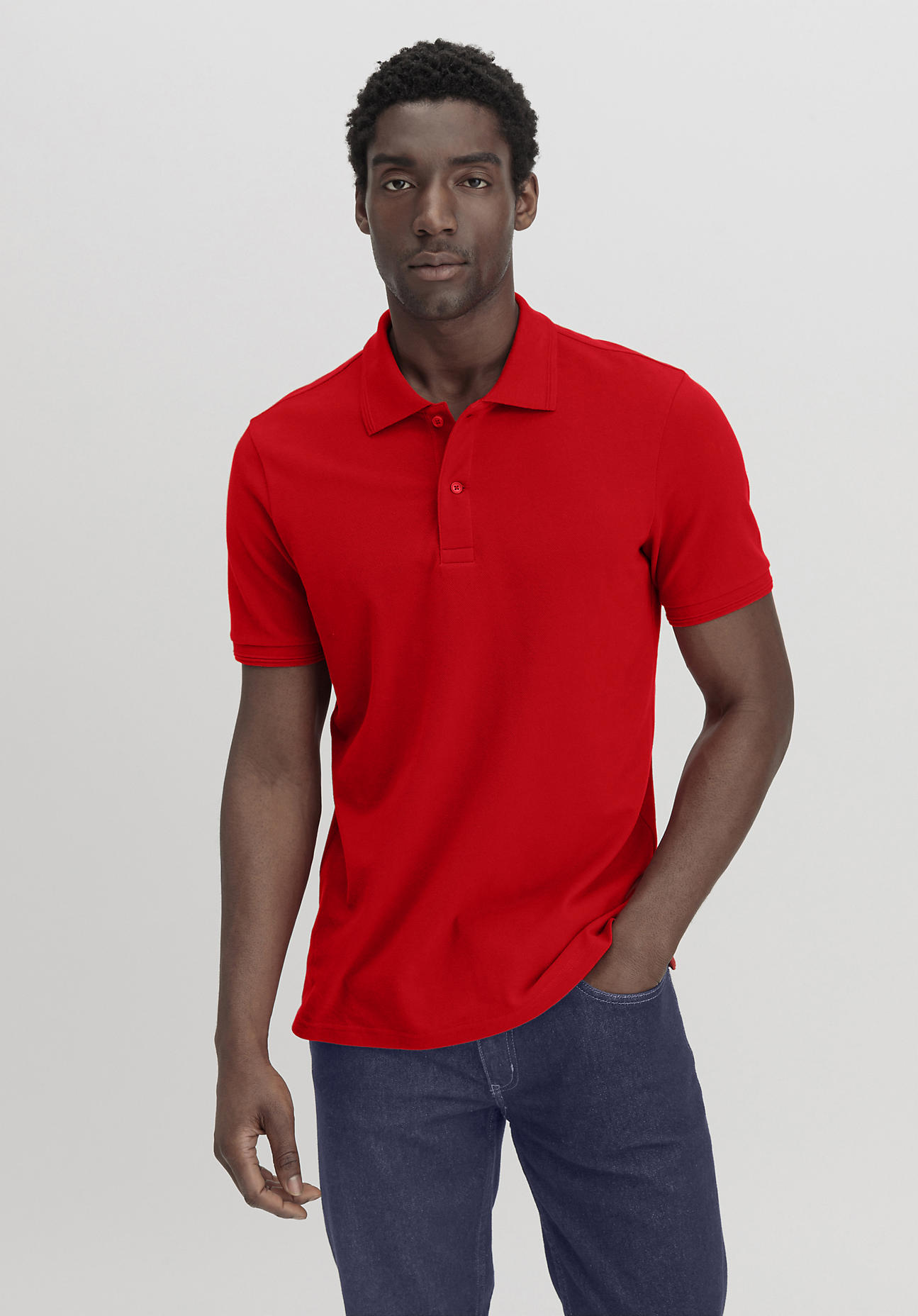 hessnatur Herren Polo Regular aus Bio-Baumwolle - rot Grösse50 von hessnatur