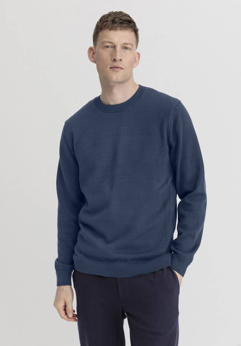 hessnatur Herren Pullover Basic aus Bio-Baumwolle - blau Grösse46 von hessnatur