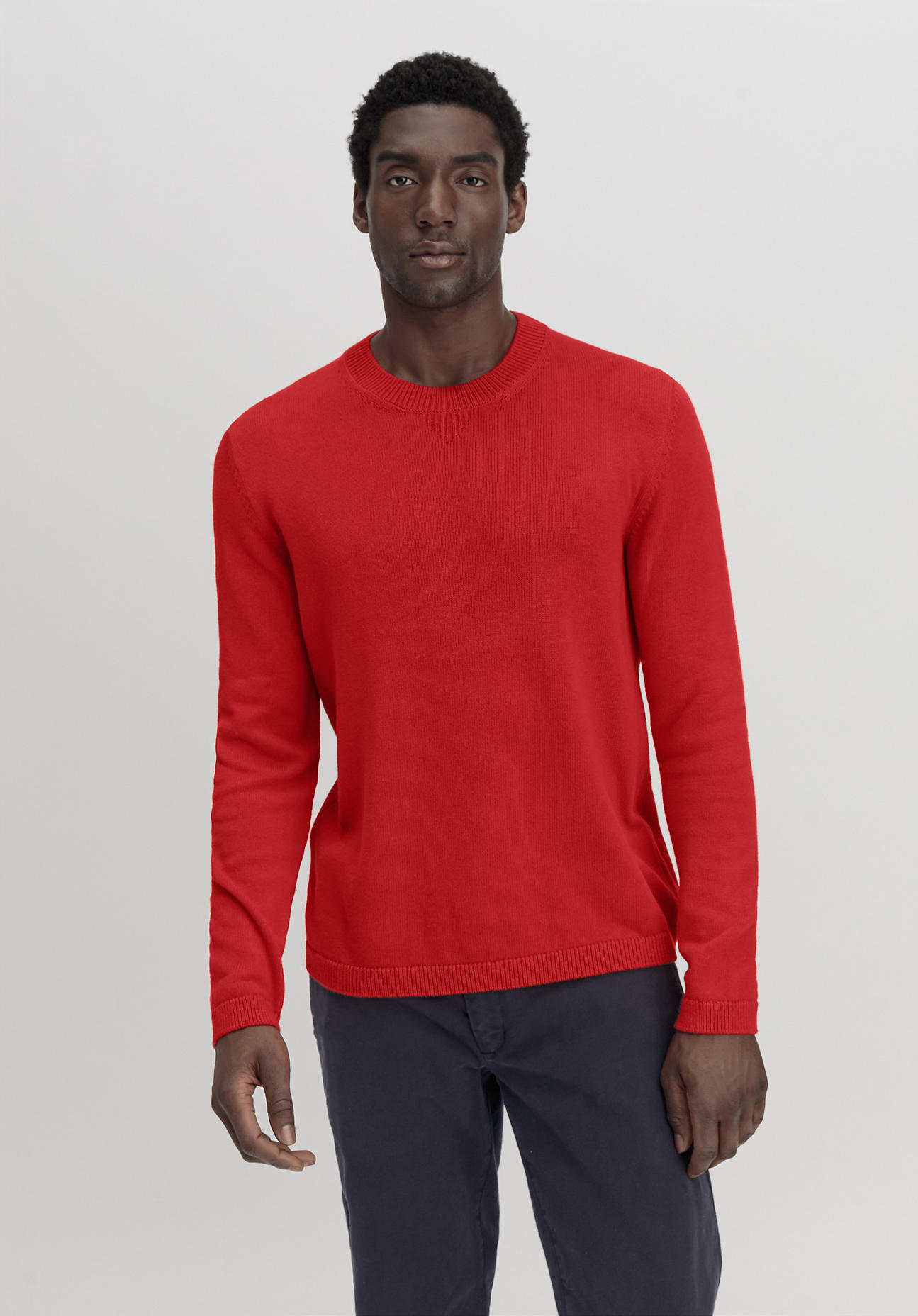 hessnatur Herren Pullover Regular aus Bio-Baumwolle mit Bio-Merinowolle - rot Grösse46 von hessnatur