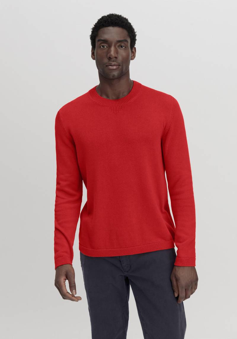 hessnatur Herren Pullover Regular aus Bio-Baumwolle mit Bio-Merinowolle - rot Grösse52 von hessnatur