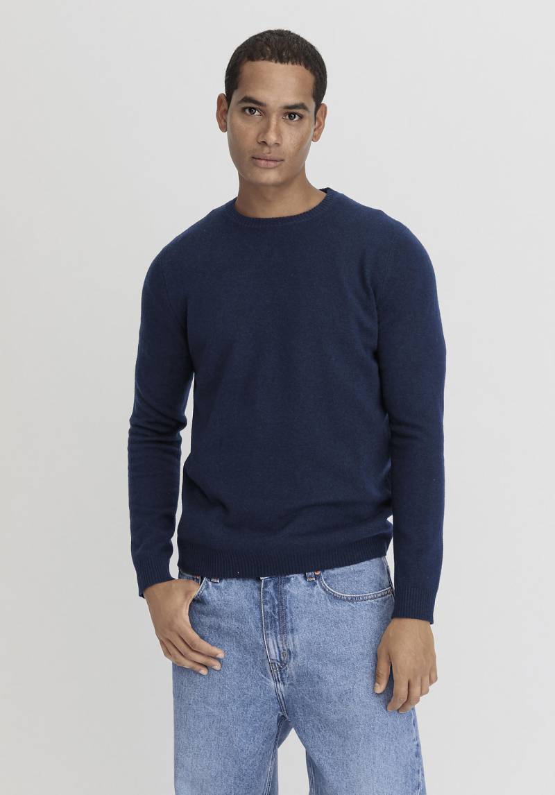 hessnatur Herren Pullover Regular aus Bio-Merinowolle mit Kaschmir - blau Grösse46 von hessnatur