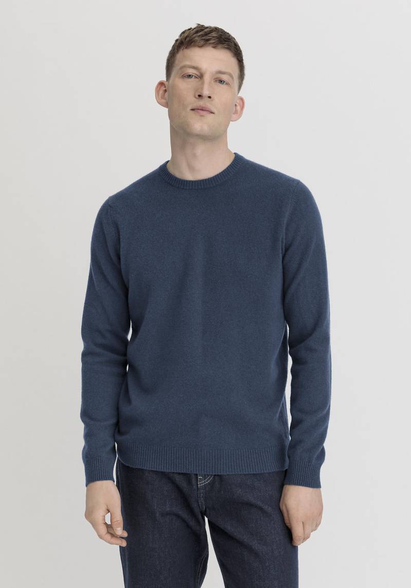 hessnatur Herren Pullover Regular aus Bio-Merinowolle mit Kaschmir - blau Grösse48 von hessnatur