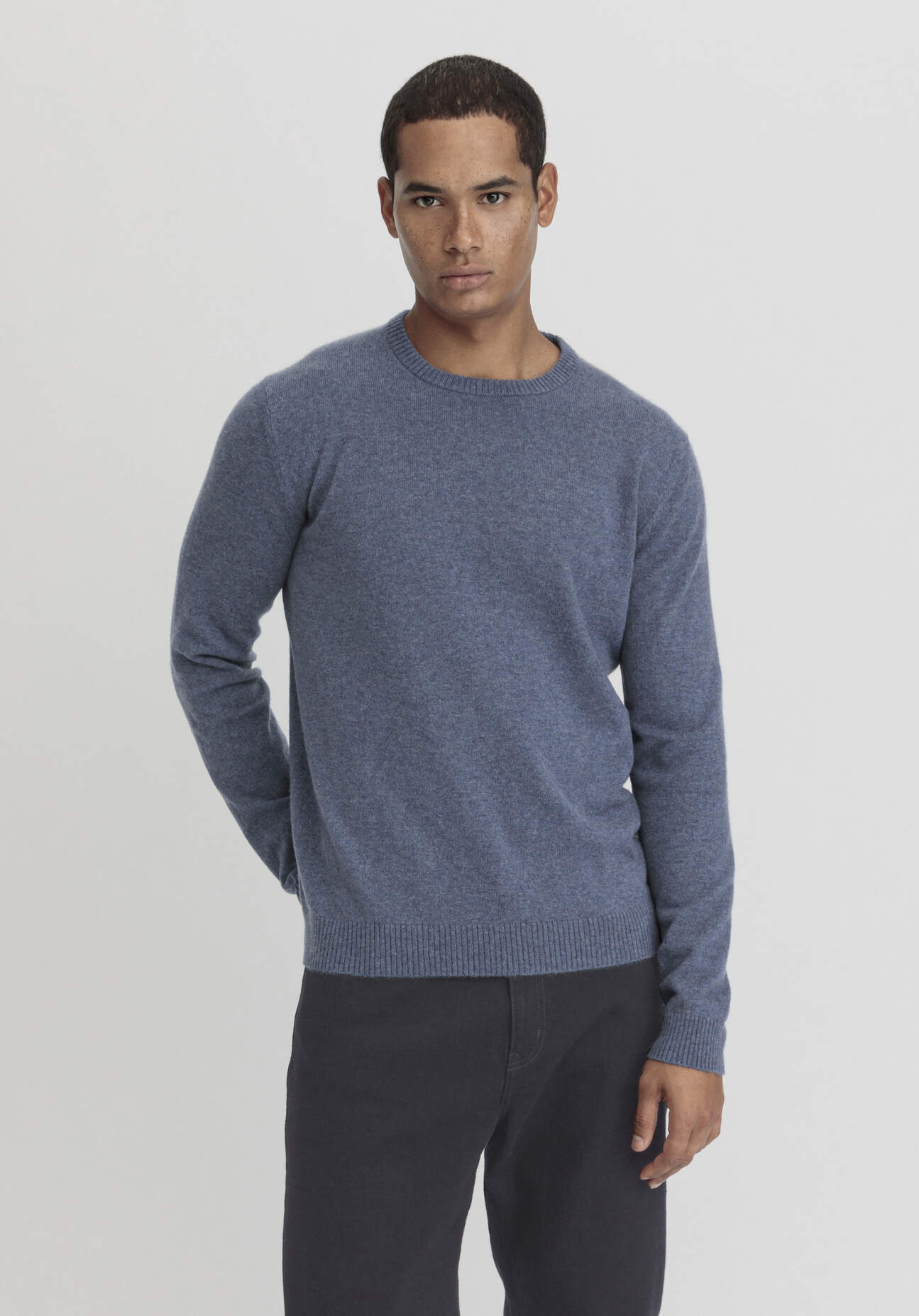 hessnatur Herren Pullover regular aus Kaschmir - blau Grösse46 von hessnatur