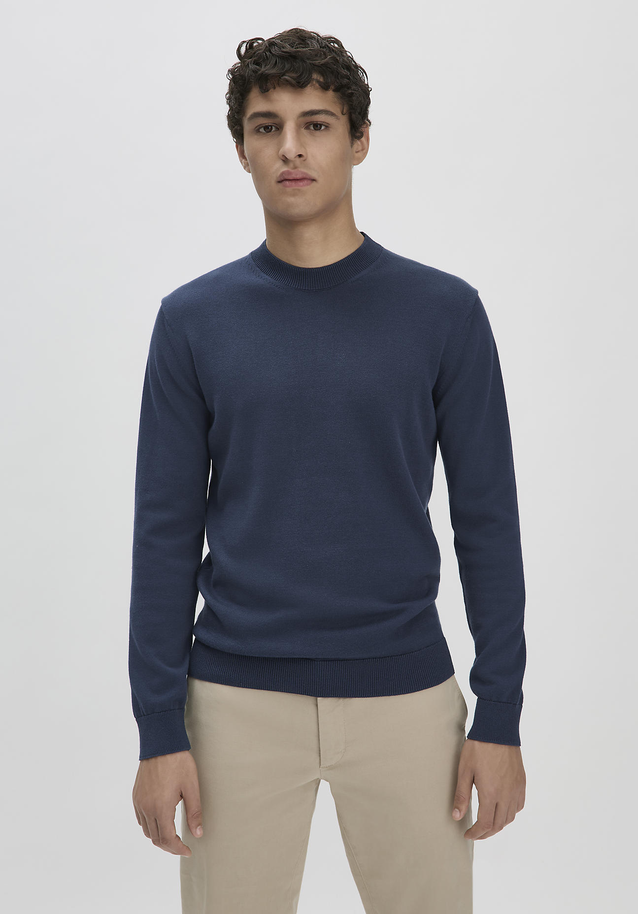 hessnatur Herren Strick Pullover Regular aus Bio-Baumwolle - blau Grösse48 von hessnatur