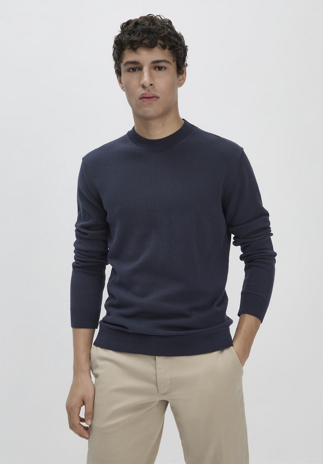 hessnatur Herren Strick Pullover Regular aus Bio-Baumwolle - blau Grösse52 von hessnatur