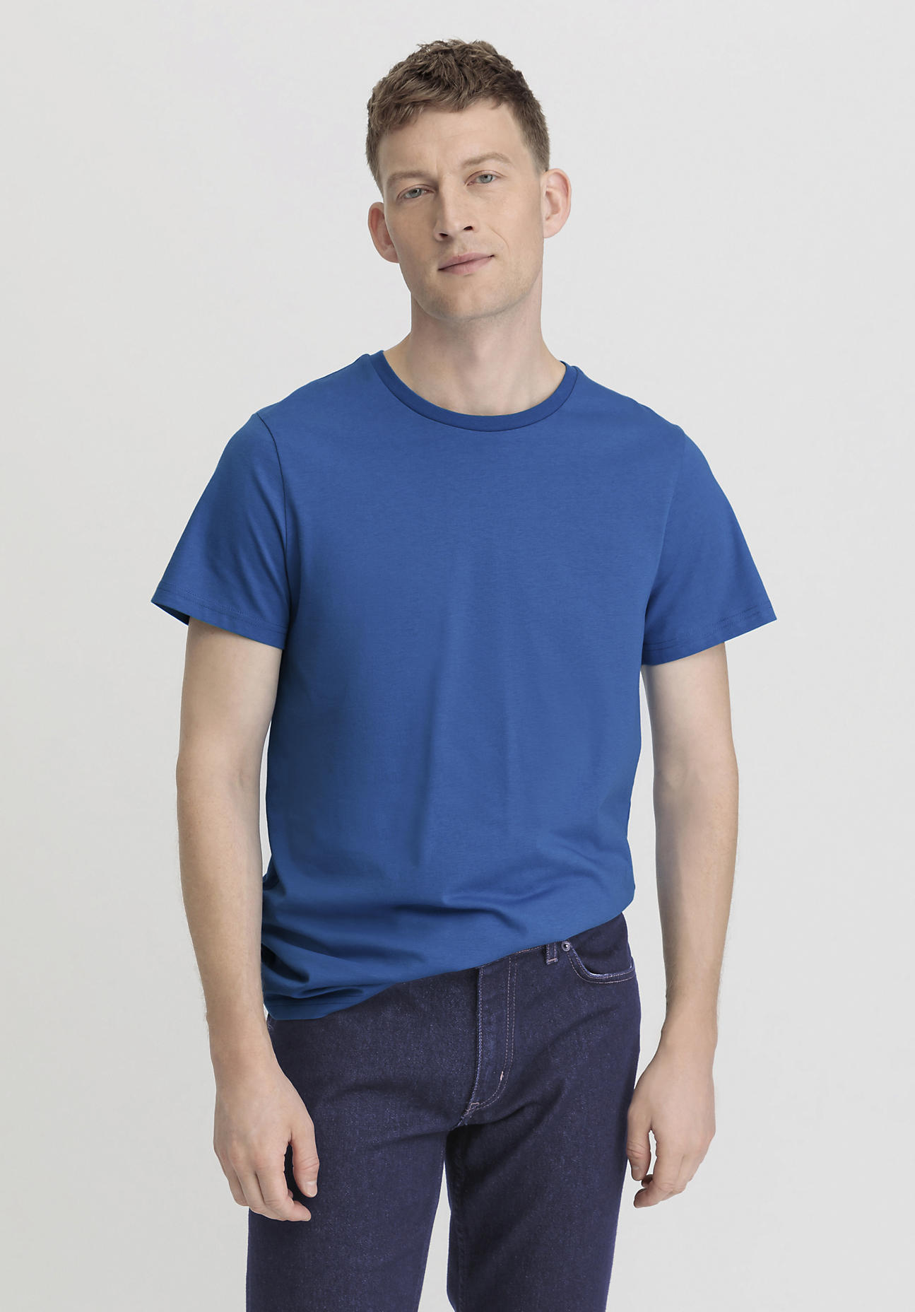 hessnatur Herren T-Shirt Regular aus Bio-Baumwolle - blau Grösse46 von hessnatur