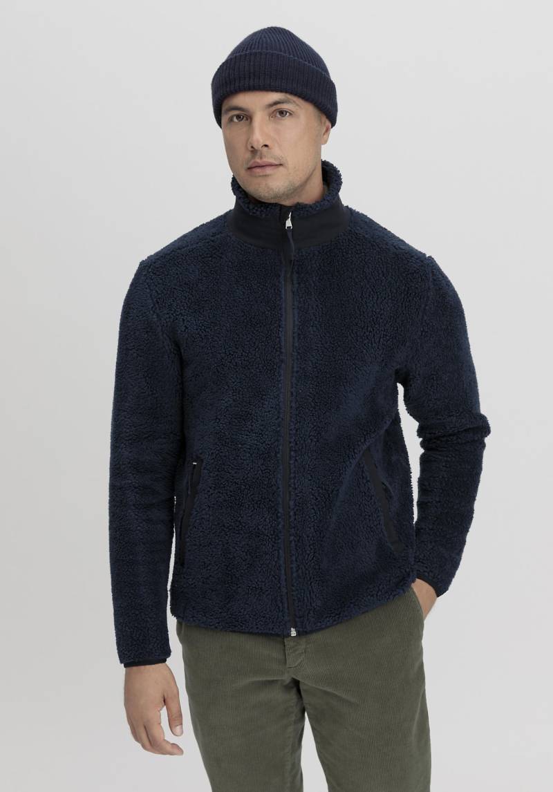 hessnatur Herren Teddy Jacke Relaxed aus Bio-Baumwolle - blau Grösse46 von hessnatur