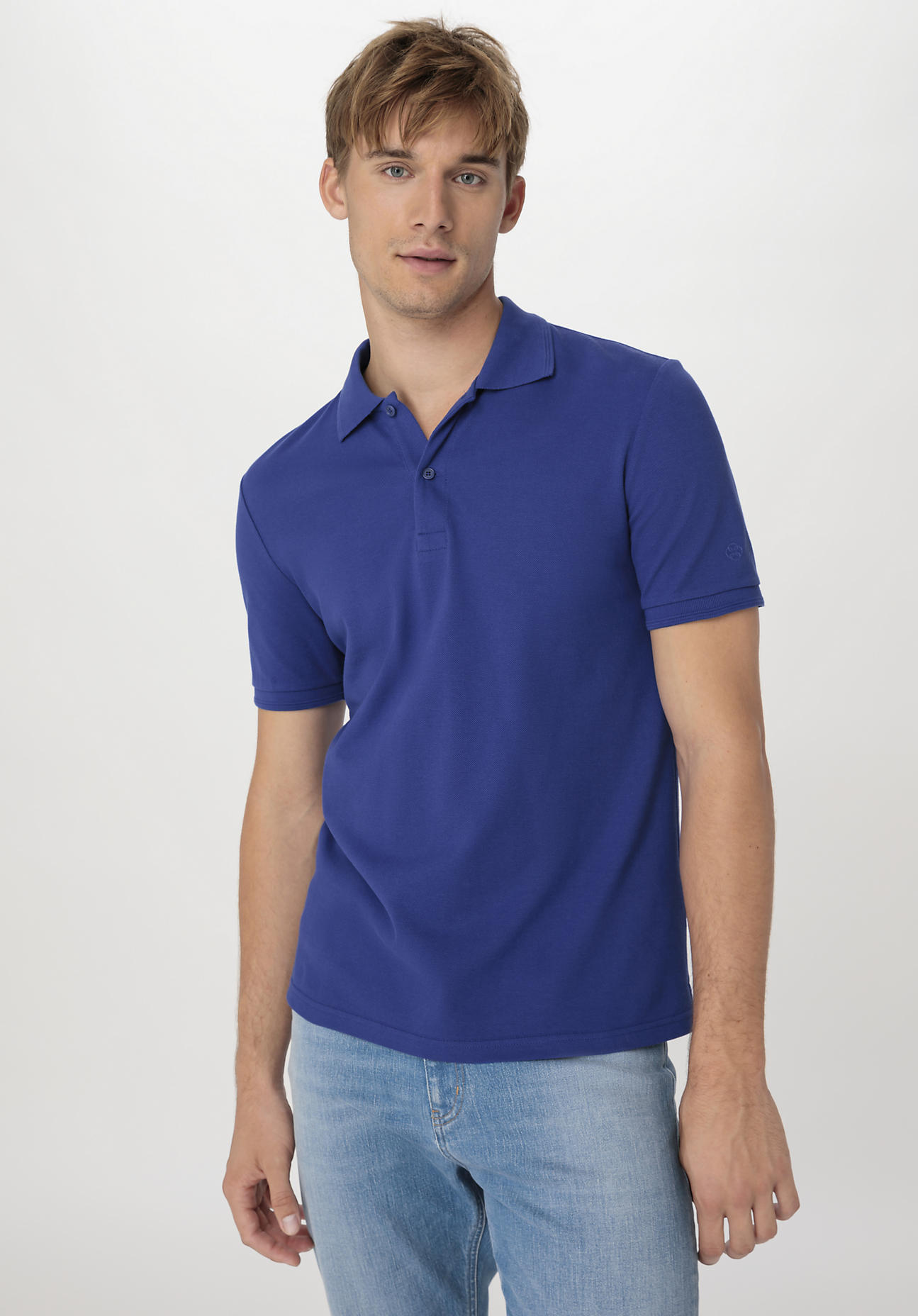 hessnatur Herren Zwirn Polo Shirt Regular aus Bio-Baumwolle - blau Grösse52 von hessnatur