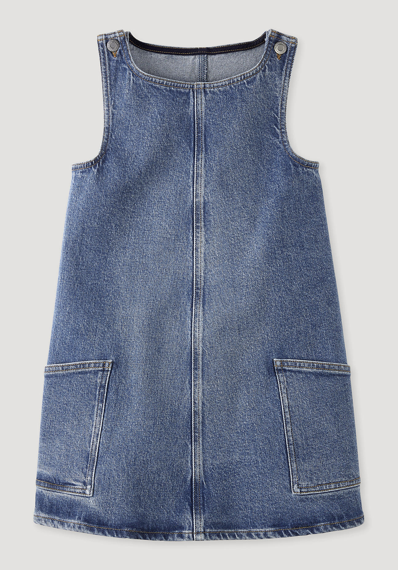 hessnatur Kinder Denim Kleid Regular aus Bio-Baumwolle - blau Grösse110/116 von hessnatur