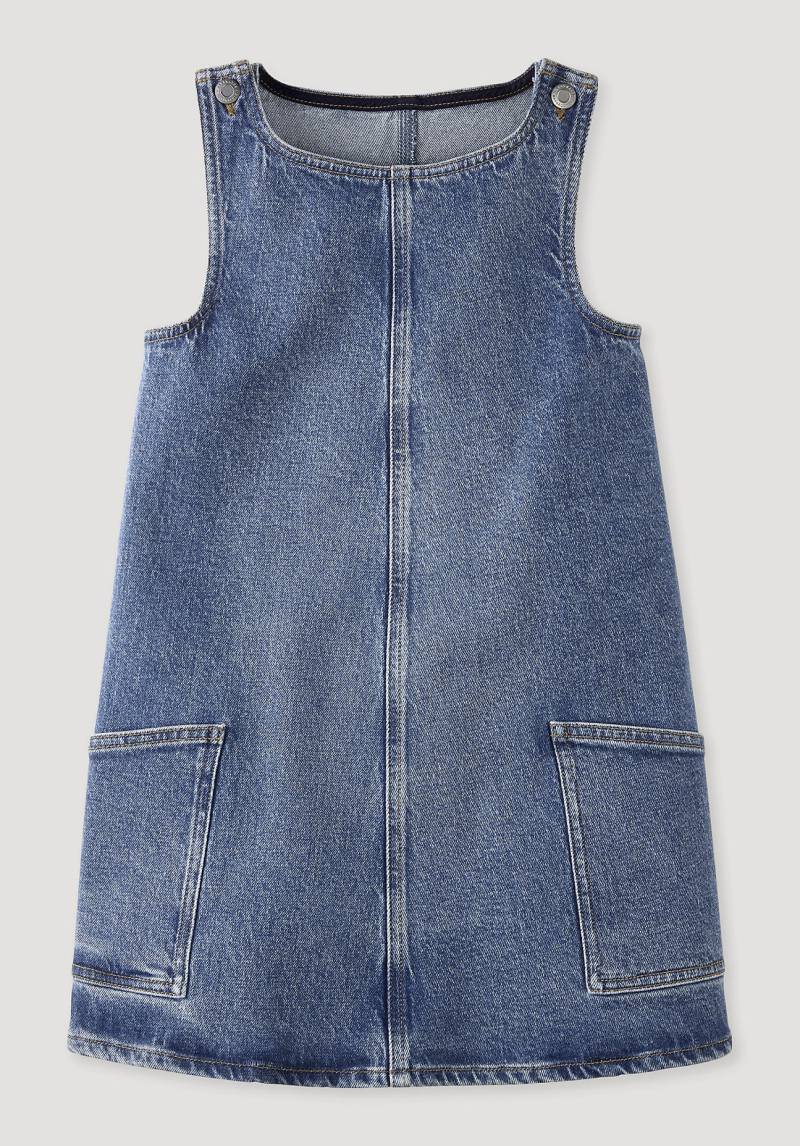 hessnatur Kinder Denim Kleid Regular aus Bio-Baumwolle - blau Grösse122/128 von hessnatur