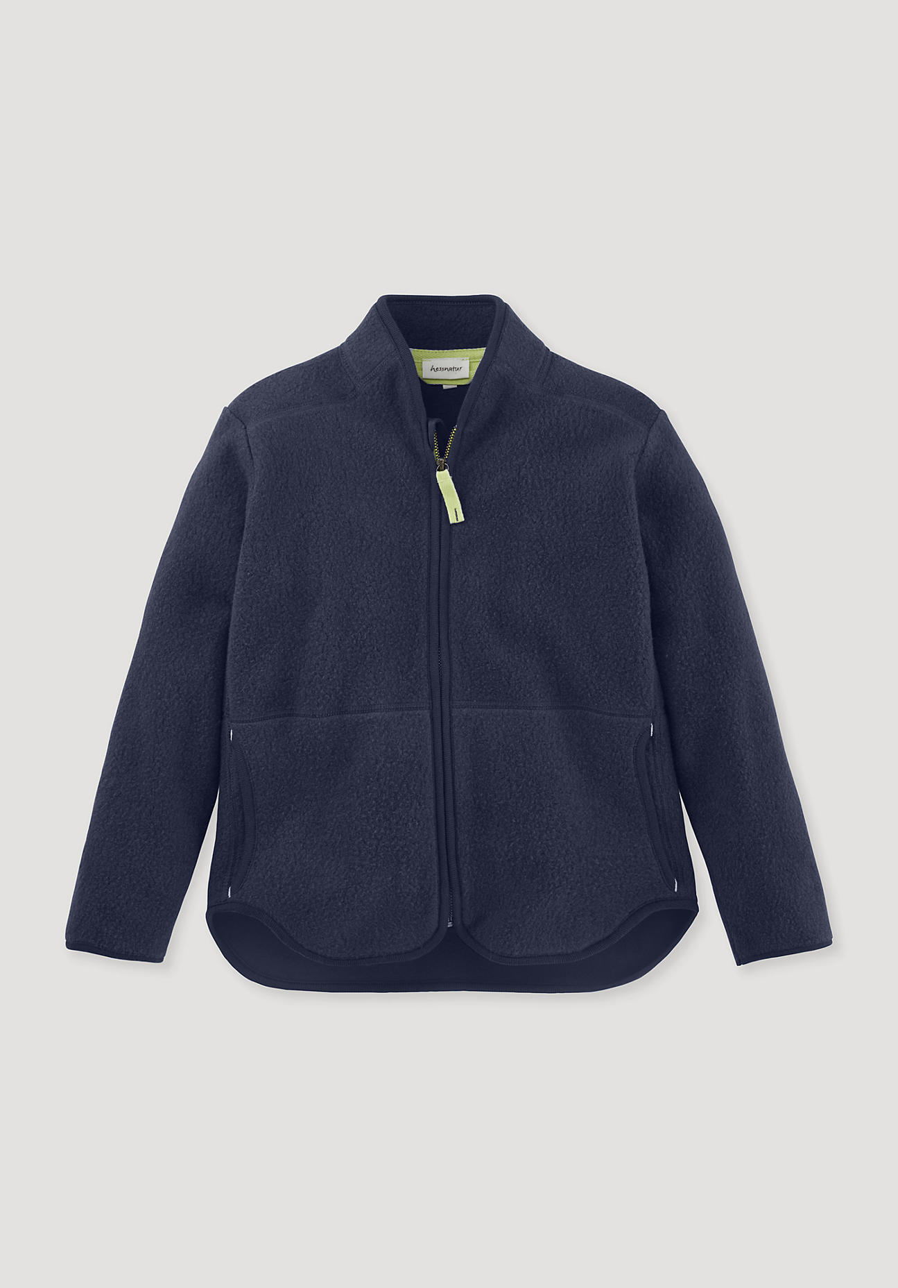 hessnatur Kinder Fleece Jacke Regular aus Bio-Baumwolle - blau Grösse110/116 von hessnatur