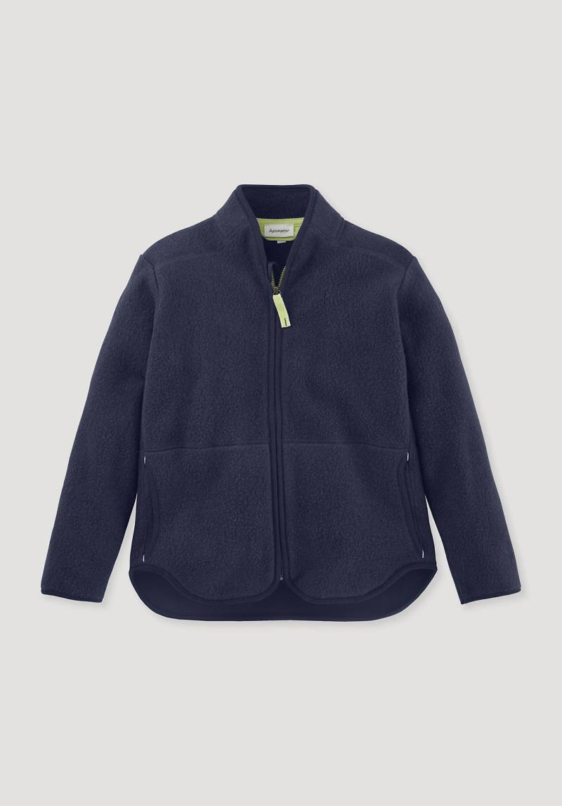 hessnatur Kinder Fleece Jacke Regular aus Bio-Baumwolle - blau Grösse146/152 von hessnatur