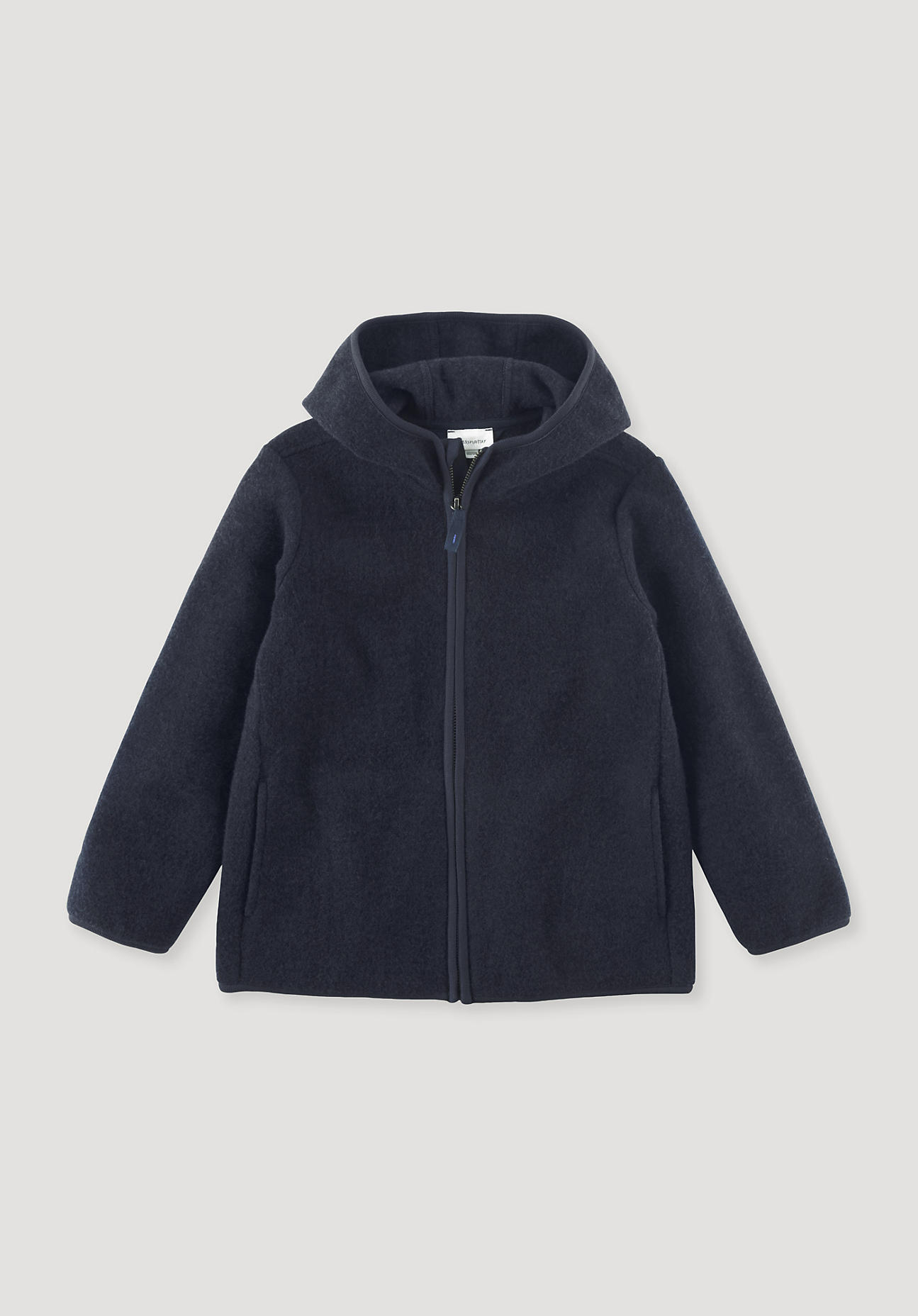 hessnatur Kinder Fleece Jacke Regular aus Bio-Merinowolle mit Bio-Baumwolle - blau Grösse110/116 von hessnatur