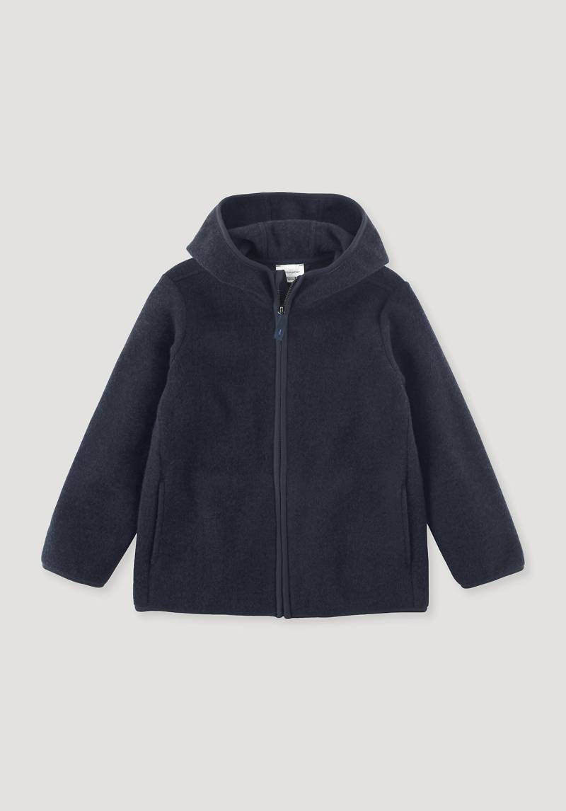 hessnatur Kinder Fleece Jacke Regular aus Bio-Merinowolle mit Bio-Baumwolle - blau Grösse122/128 von hessnatur