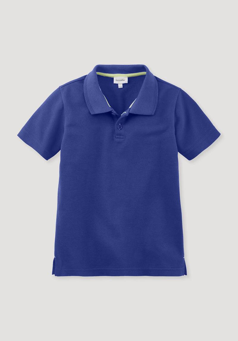 hessnatur Kinder Polo Regular aus Bio-Baumwolle - blau Grösse122/128 von hessnatur