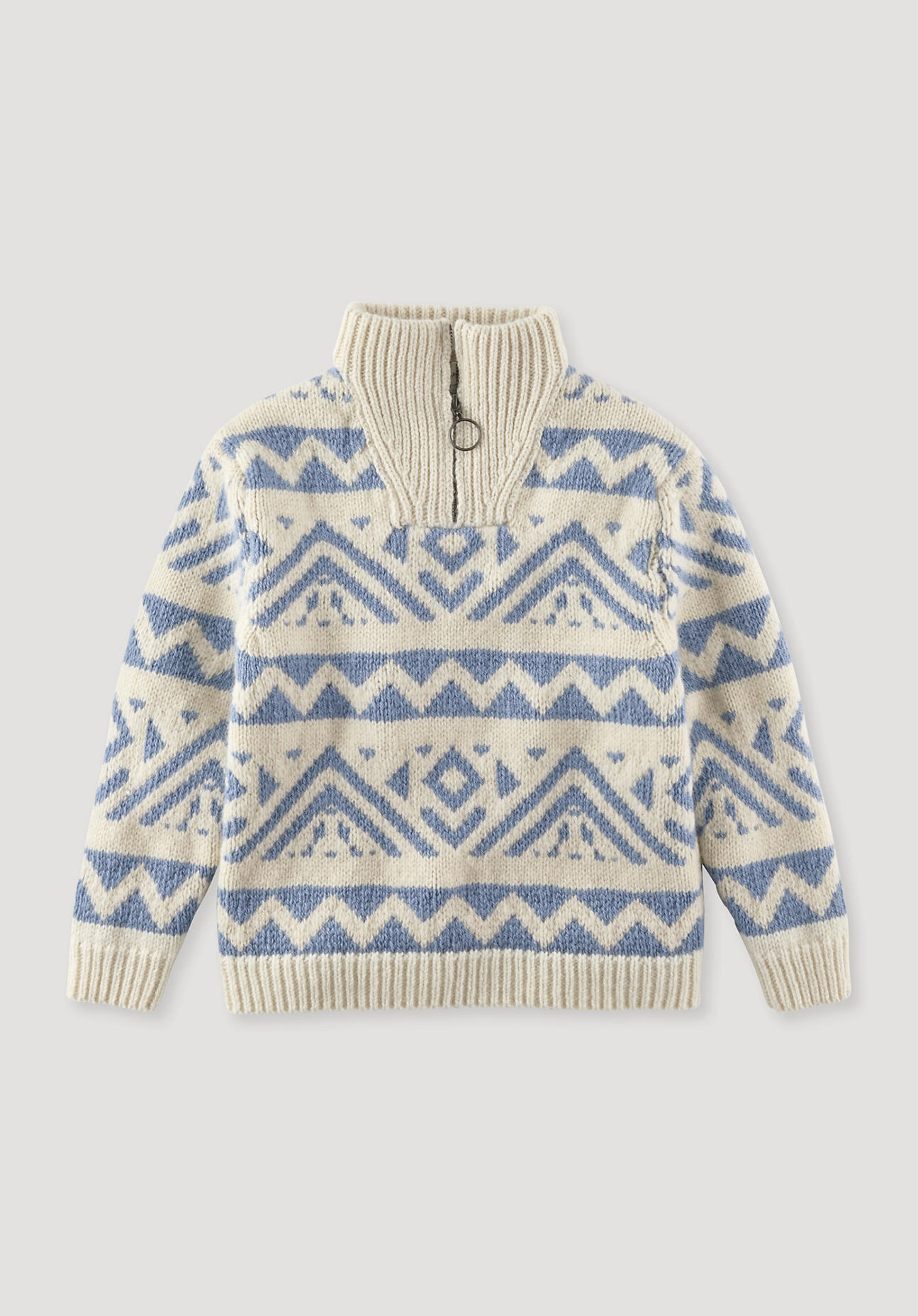 hessnatur Kinder Pullover Jacquard Norweger Regular aus Merinowolle - blau Grösse134/140 von hessnatur