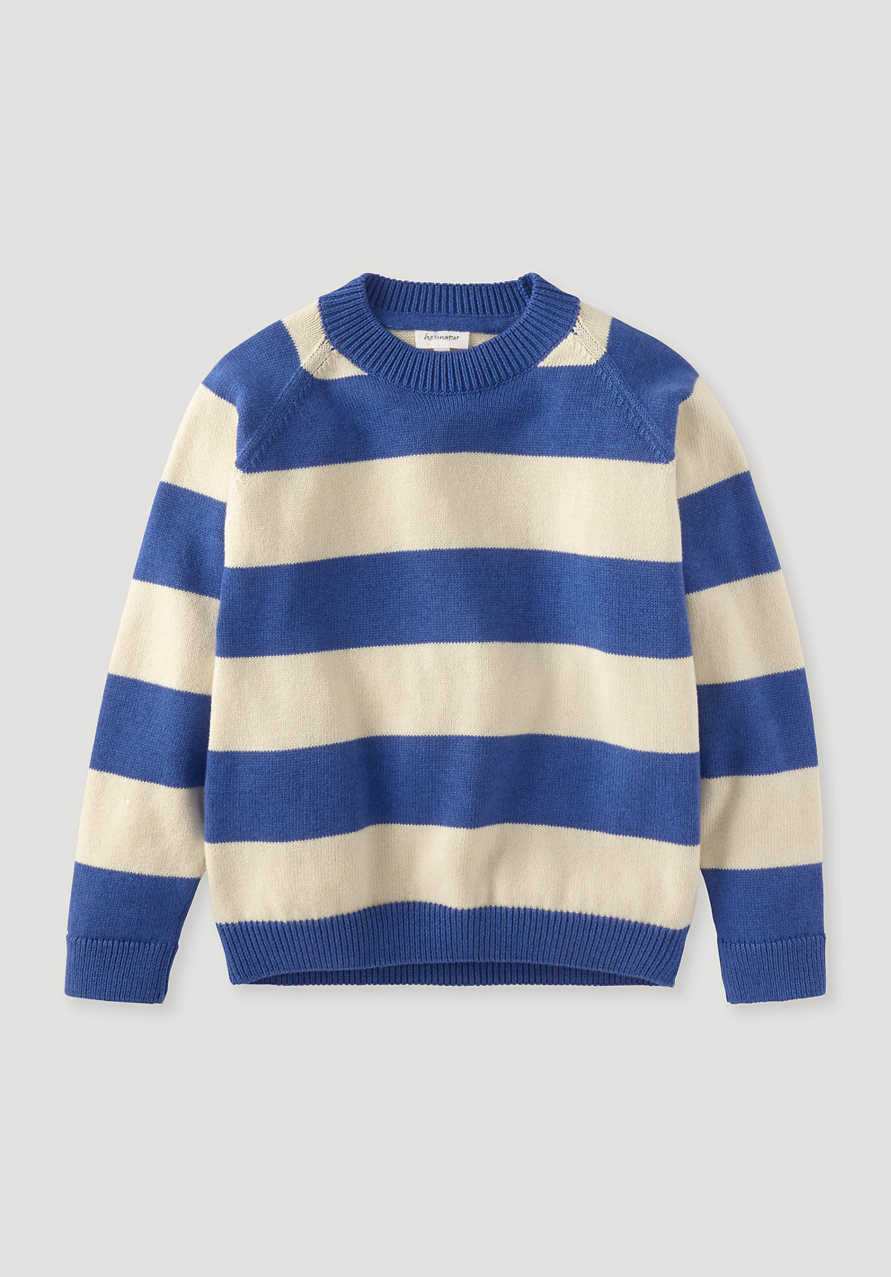 hessnatur Kinder Pullover Relaxed aus Bio-Baumwolle mit Bio-Merinowolle - blau Grösse122/128 von hessnatur