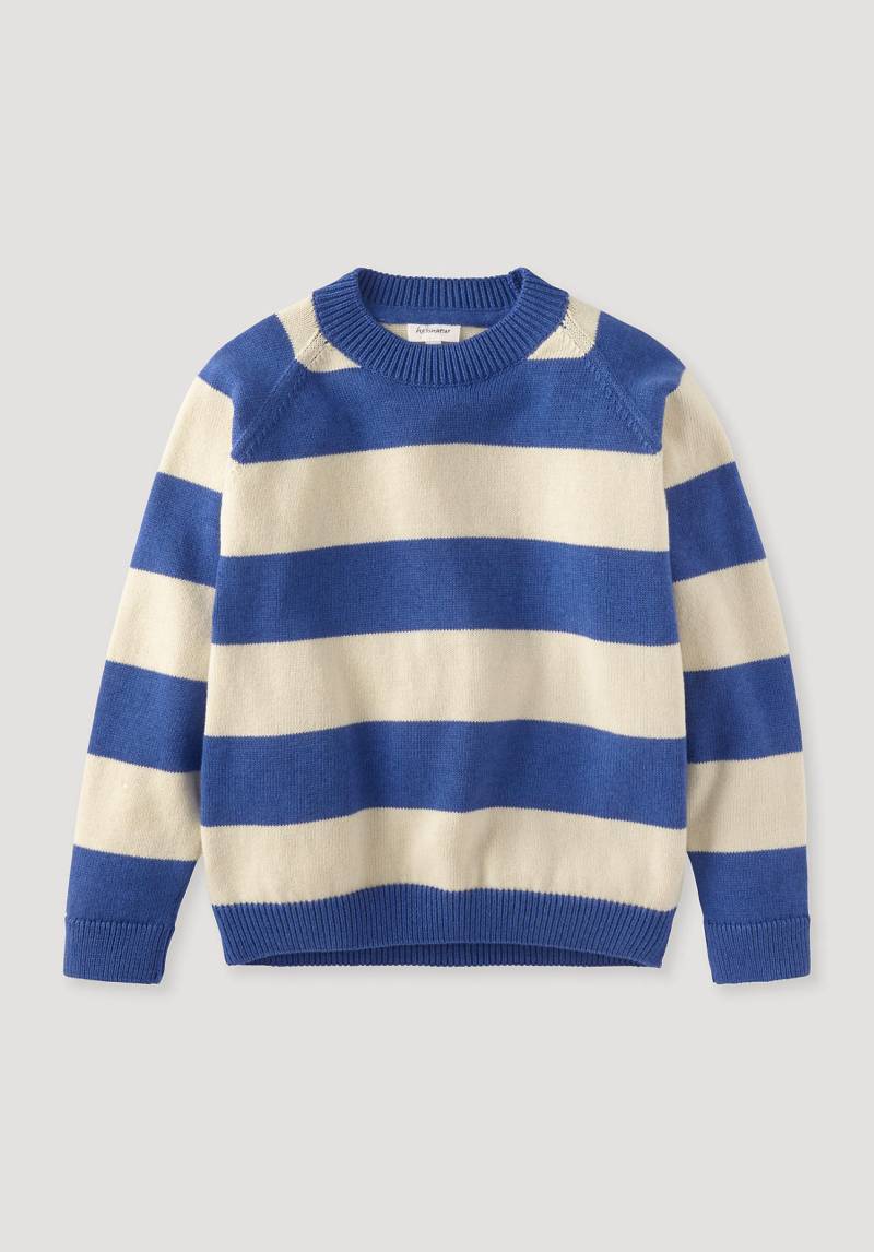 hessnatur Kinder Pullover Relaxed aus Bio-Baumwolle mit Bio-Merinowolle - blau Grösse98/104 von hessnatur