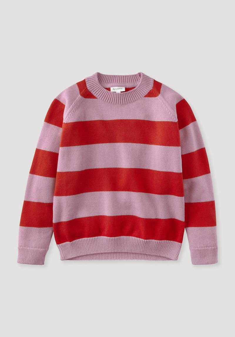 hessnatur Kinder Pullover Relaxed aus Bio-Baumwolle mit Bio-Merinowolle - rosa Grösse110/116 von hessnatur