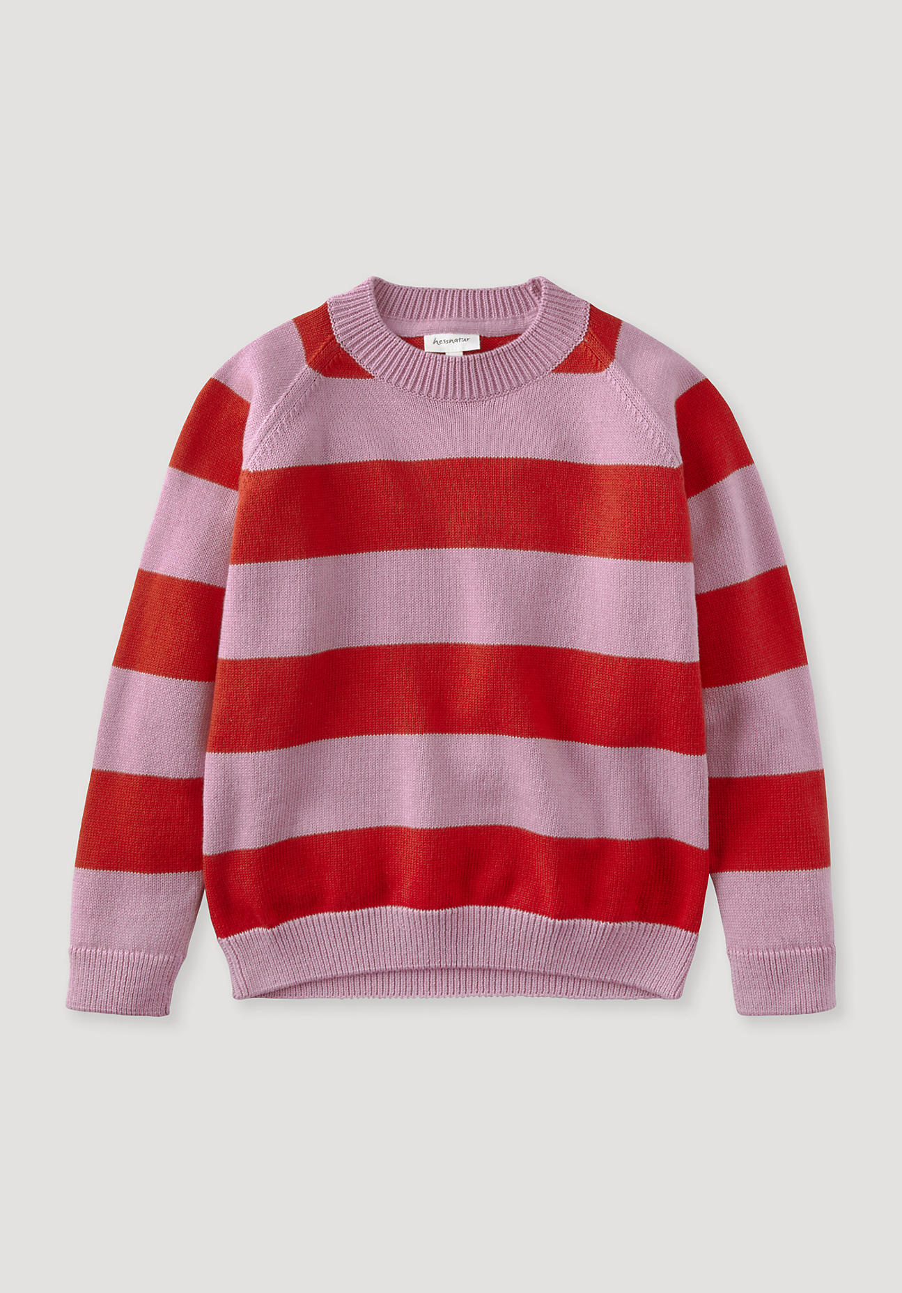 hessnatur Kinder Pullover Relaxed aus Bio-Baumwolle mit Bio-Merinowolle - rosa Grösse98/104 von hessnatur