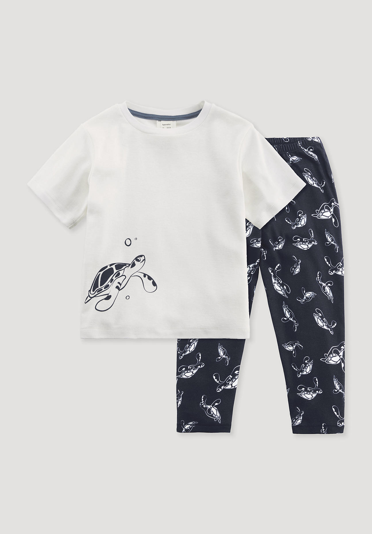 hessnatur Kinder Pyjama Regular aus Bio-Baumwolle - blau Grösse110/116 von hessnatur