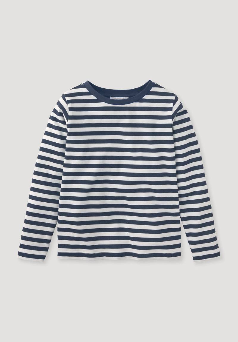 hessnatur Kinder Streifen Shirt Regular aus Bio-Baumwolle - blau Grösse98/104 von hessnatur