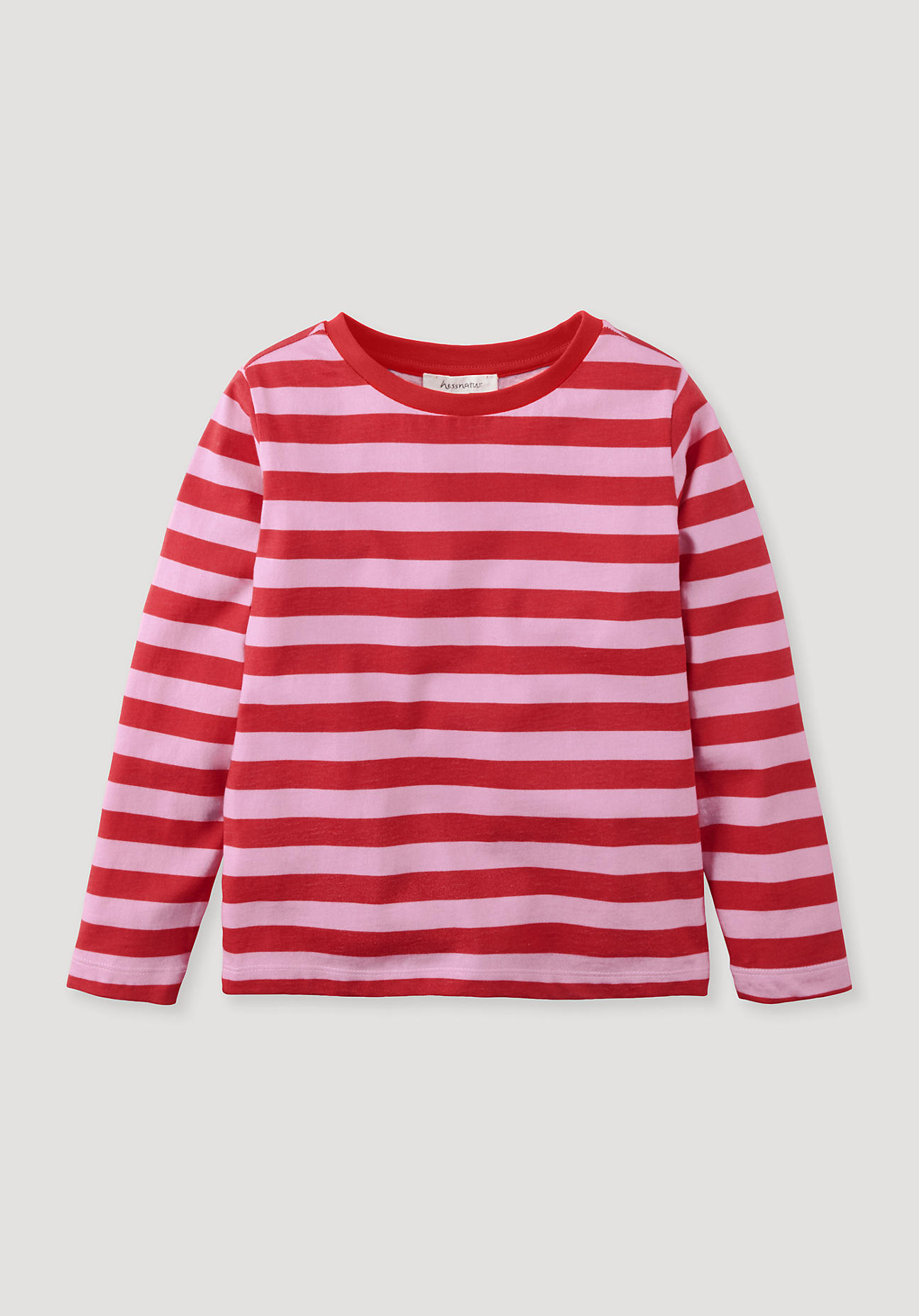 hessnatur Kinder Streifen Shirt Regular aus Bio-Baumwolle - rosa Grösse134/140 von hessnatur