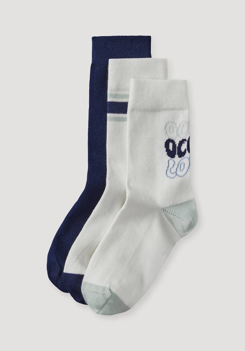 hessnatur Kinder Socken im 3er- Pack aus Bio-Baumwolle - blau Grösse27-30 von hessnatur