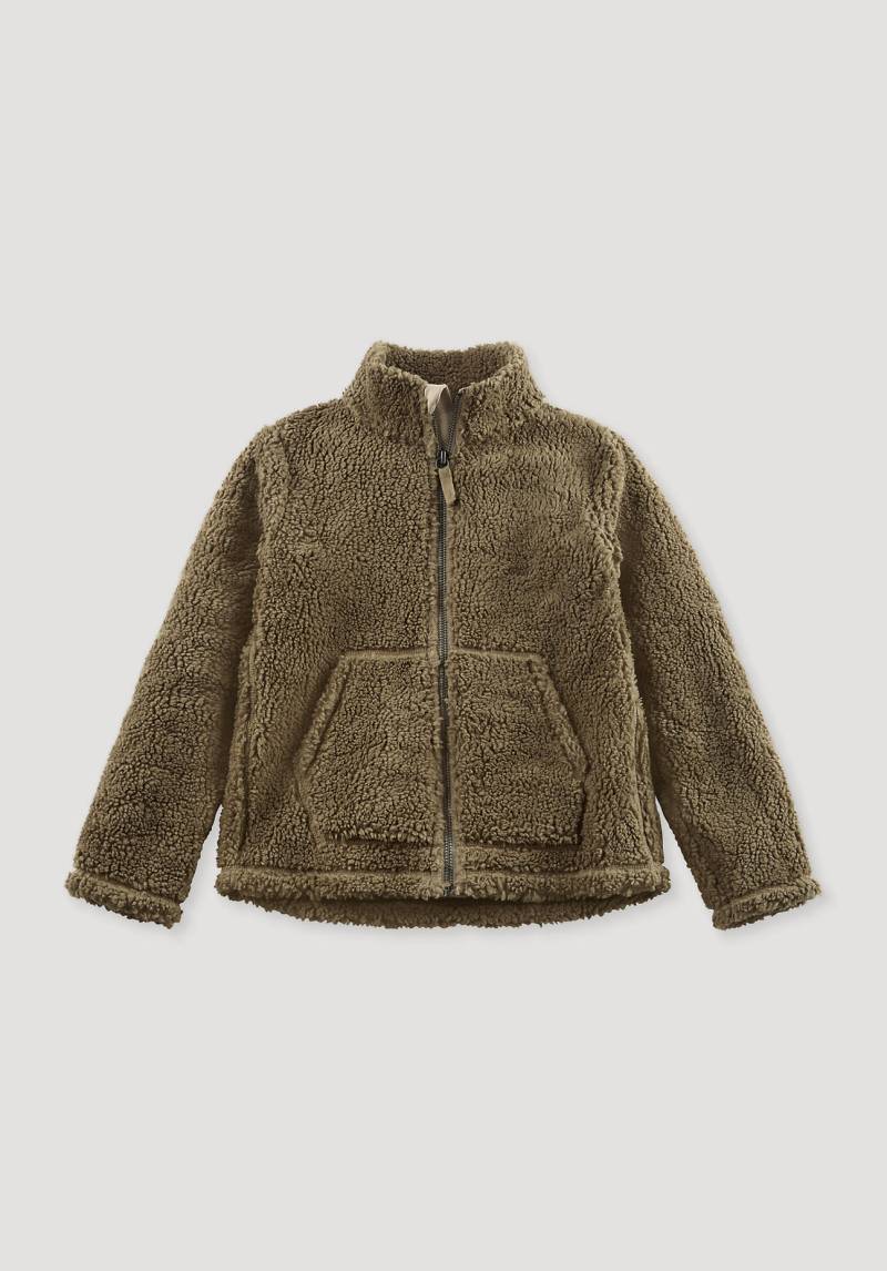 hessnatur Kinder Teddy Jacke Regular aus Bio-Baumwolle - braun Grösse110/116 von hessnatur