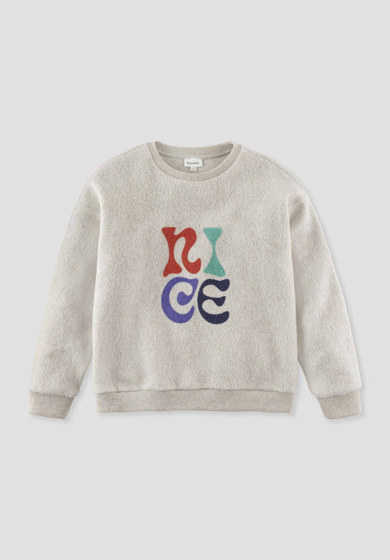 hessnatur Kinder Fleece Sweatshirt Relaxed aus Bio-Baumwolle - beige Grösse110/116 von hessnatur