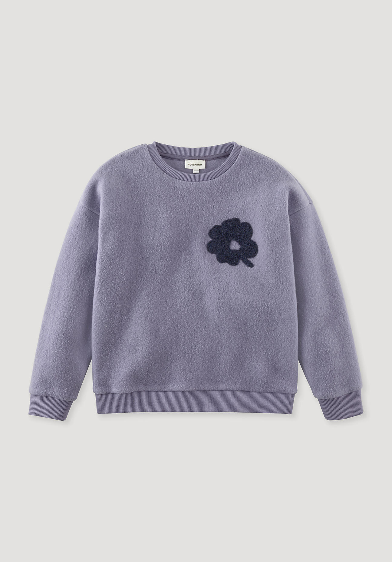 hessnatur Kinder Fleece Sweatshirt Relaxed aus Bio-Baumwolle - lila Grösse110/116 von hessnatur