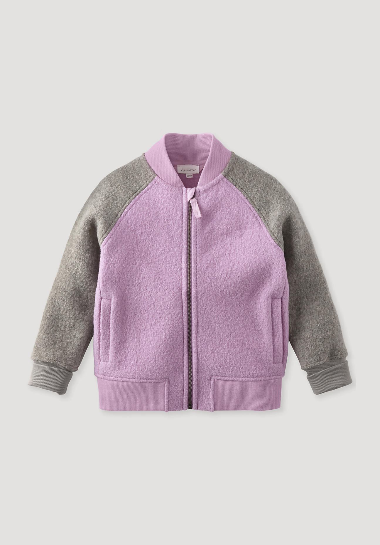 hessnatur Kinder Wollwalk Jacke Relaxed aus Bio-Merinowolle - rosa Grösse110/116 von hessnatur