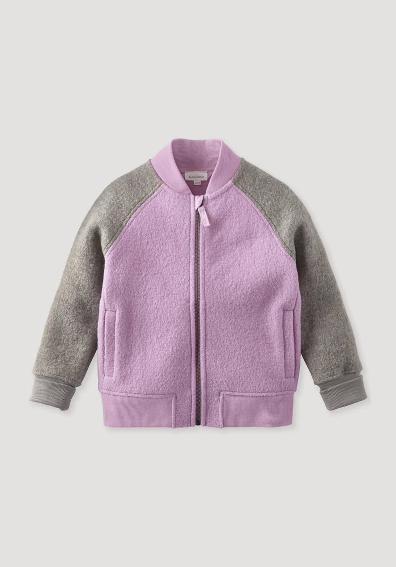 hessnatur Kinder Wollwalk Jacke Relaxed aus Bio-Merinowolle - rosa Grösse122/128 von hessnatur