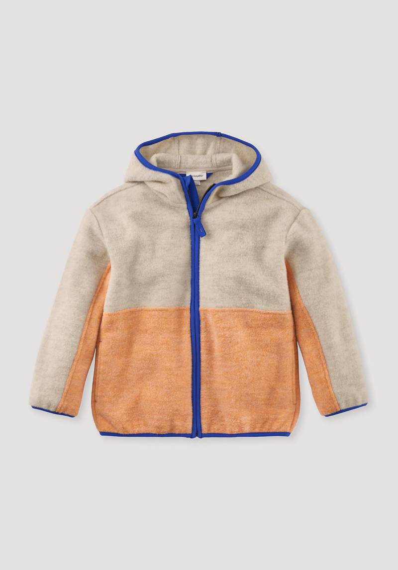 hessnatur Kinder Wollfleece Jacke Regular aus Bio-Merinowolle mit Bio-Baumwolle - beige Grösse158/164 von hessnatur