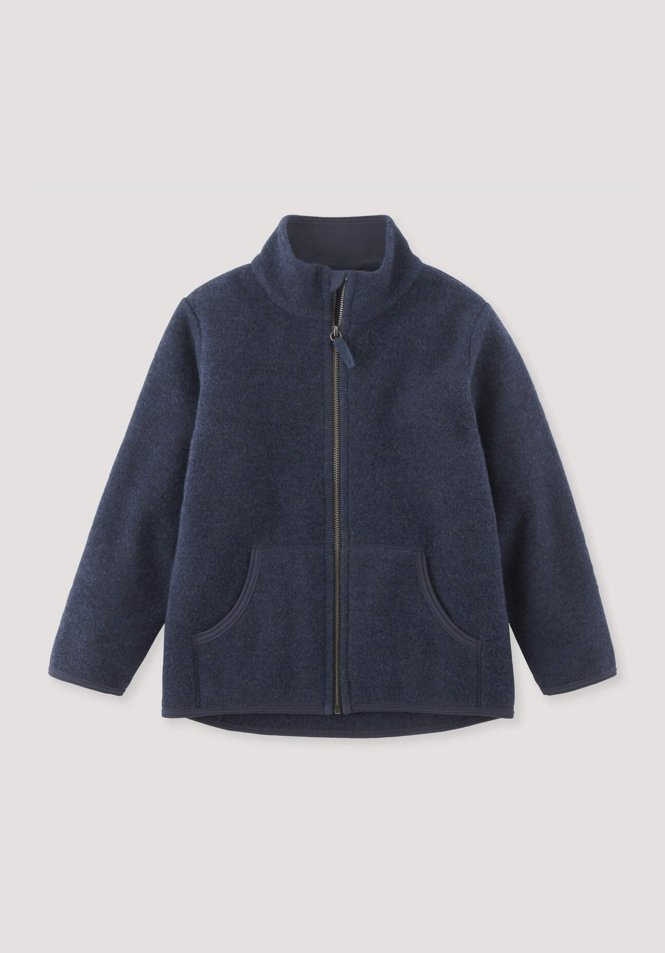 hessnatur Kinder Wollfleece Jacke Regular - blau Grösse110/116 von hessnatur